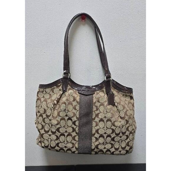 Coach Signature Brown Handbag Purse with Dust Cover - Picture 1 of 10